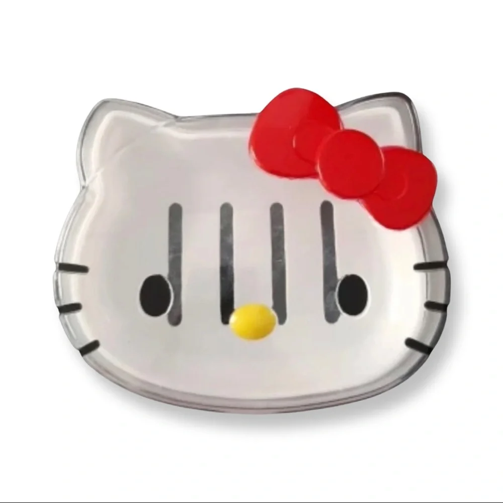Hello Kitty Two-Piece Soap Dish Clear Face Red Bow Bath Accessory